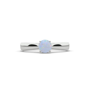 1 Carat Genuine Natural White Opal Solitaire White Gold Engagement Ring