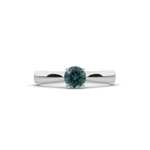 1 Carat Teal Sapphire Solitaire White Gold Engagement Ring