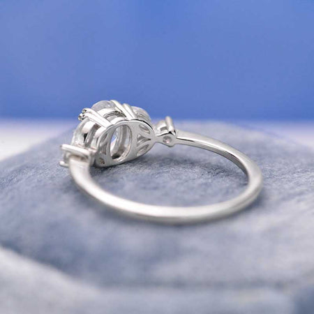14K White Gold 1.5 Carat Oval Alexandrite Halo Vintage Engagement Ring