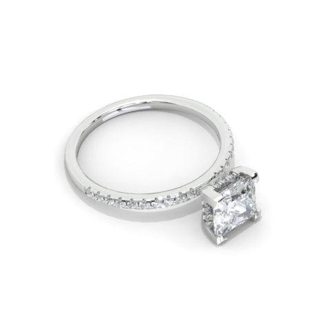 1 Carat Princess Cut 6.5mm Giliarto Moissanite White Gold Engagement Ring