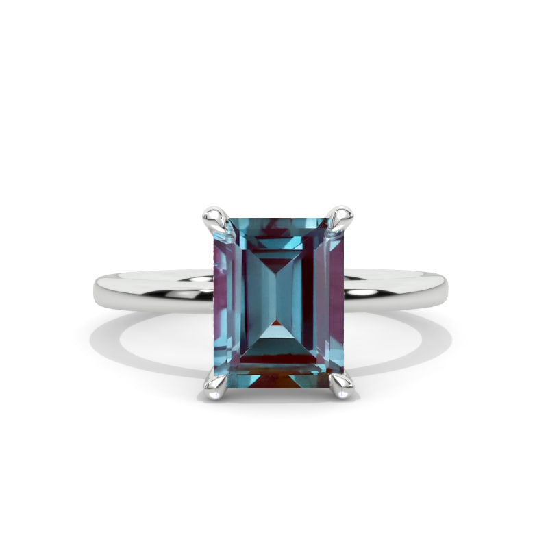 2 Carat 9х7 Radiant Cut Halo Alexandrite White Gold Engagement Ring