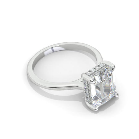10x8mm Emerald Cut Halo Giliarto Moissanite Diamond White Gold Engagement Ring