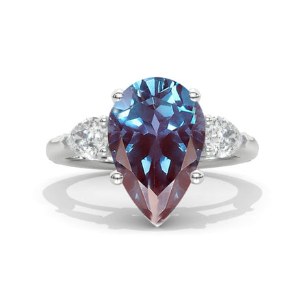 5.5 Pear Cut Alexandrite White Gold Engagement Ring