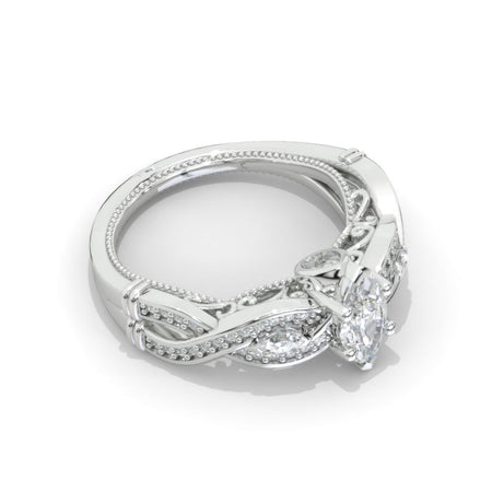 Vintage Style 9x4.5mm Marquise Giliarto Moissanite Diamond White Gold Engagement Ring