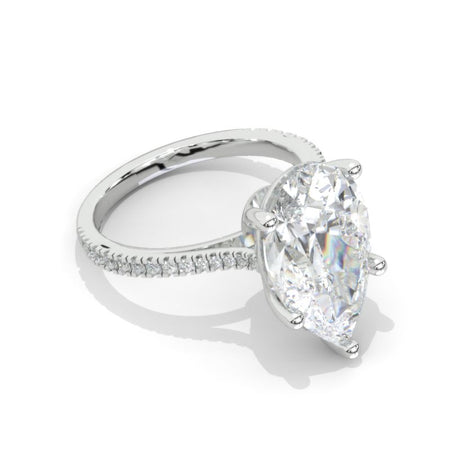 Nicely Crafted Pear Cut 16x10.25mm Giliarto Moissanite Diamond White Gold Engagement Ring