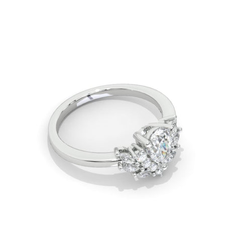 Pear Cut Giliarto Moissanite Hidden Halo Cluster Engagement Ring