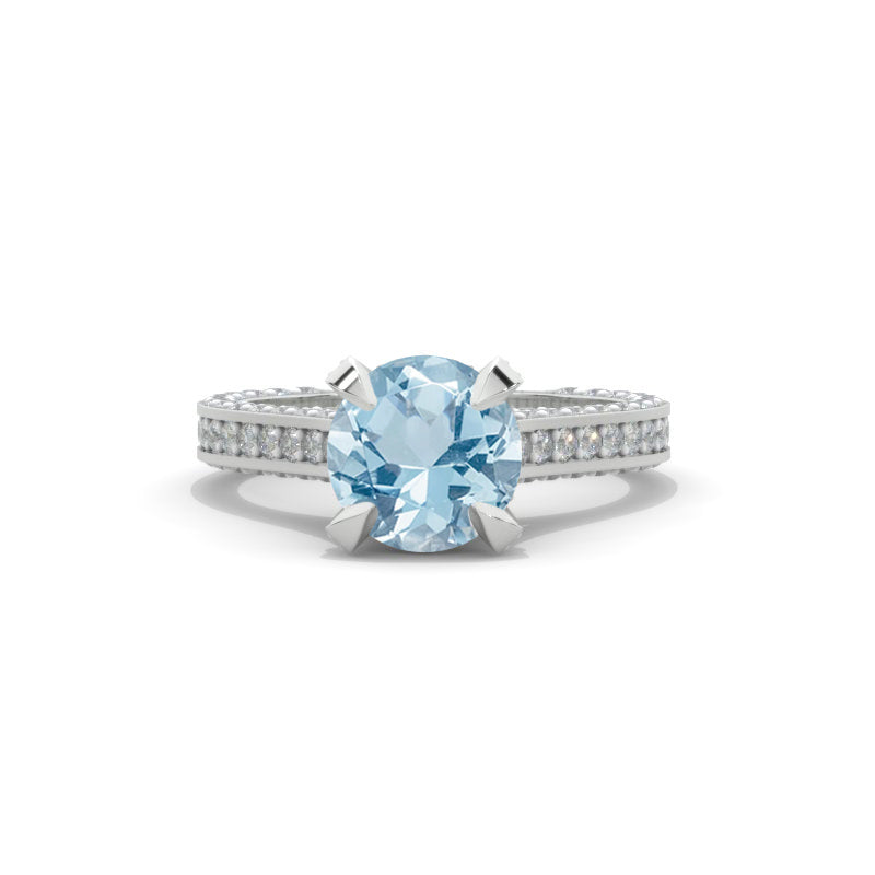 3.2 Carat Genuine Aquamarine Engagement Ring