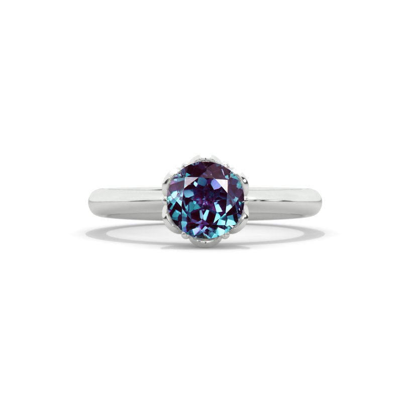 2 Carat Alexandrite Low Set Engagement Gold Ring