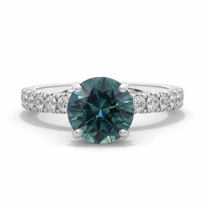 Camilla 2.4 Carat Teal Sapphire Hidden Halo Engagement Ring
