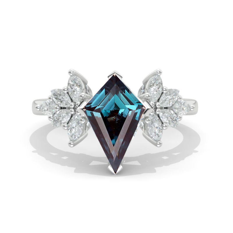 3 Carat Kite Alexandrite Engagement Ring. 3CT Fancy Shape Alexandrite Ring