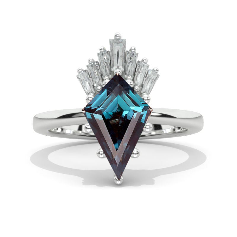 3 Carat Kite Alexandrite Engagement Ring. 3CT Fancy Shape Alexandrite Ring