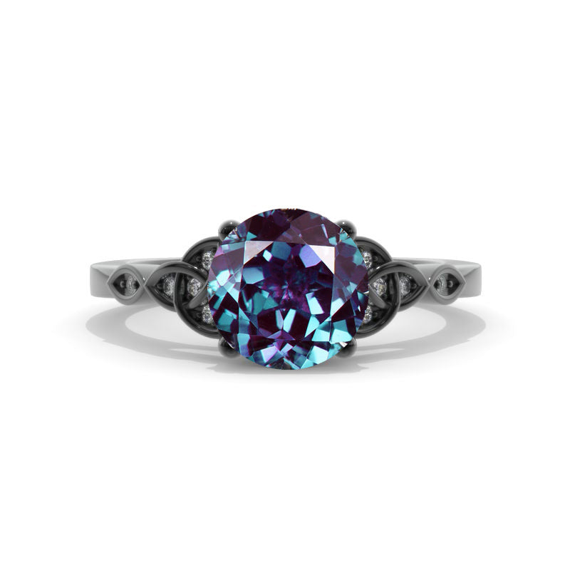 2 Carat Alexandrite Celtic Engagement Black Gold Ring