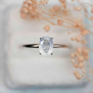 1 Carat Moonstone 14K White Gold Engagement Promissory Ring