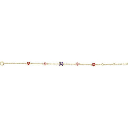 10K Yellow  Genuine Diamond Youth Flower  Bracelet - Giliarto