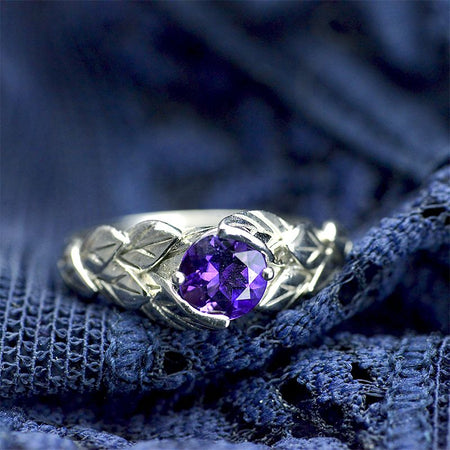 14K White Gold paloma picasso olive leaf amethyst ring