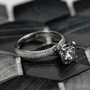 ''Carmen'' 2 Carat Gray Grey Moissanite 14K Gold  Engagement Ring