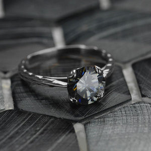 2.0 Carat Gray Moissanite  Engagement Ring