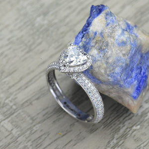 ''Carmen'' Heart Halo Moissanite 14K Gold Moissanite Engagement Ring