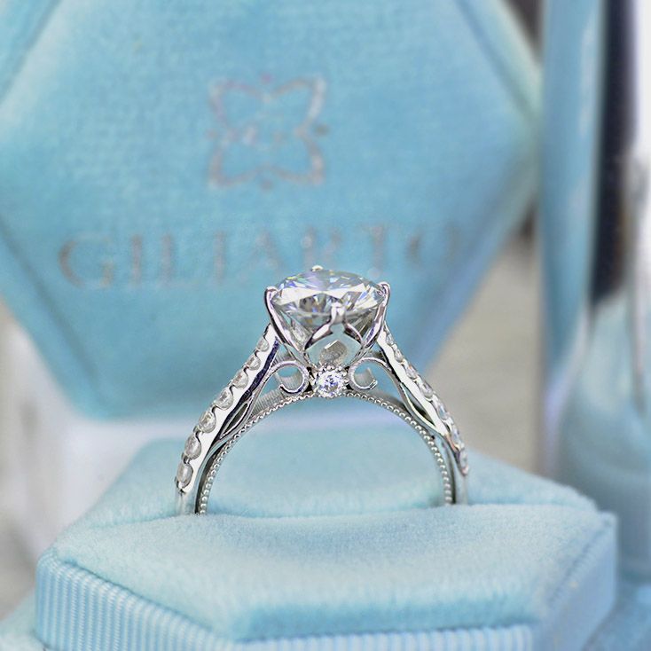 Carat Moissanite Engagement White Gold Ring Classic Customized