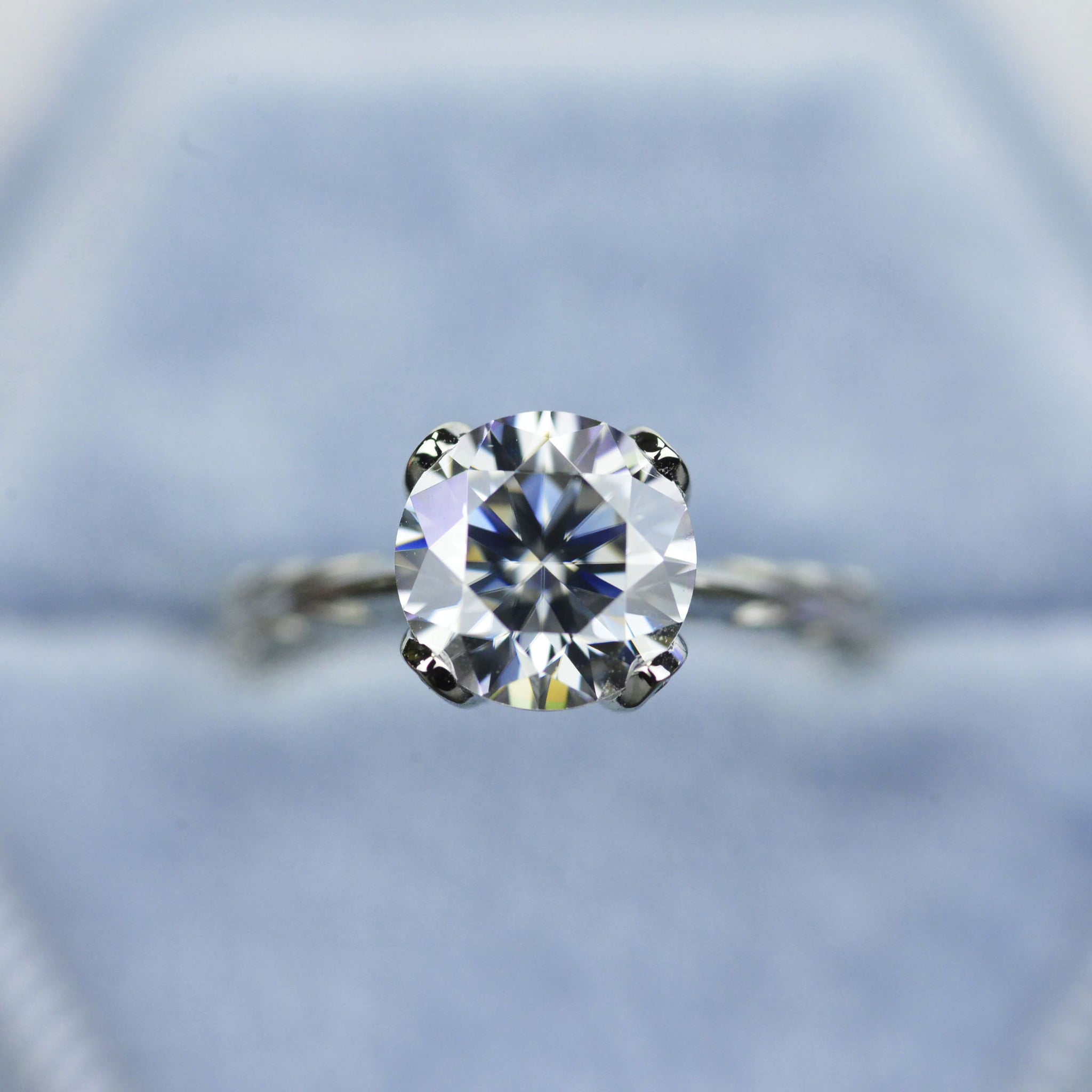 2 Carat Gray Moissanite Flower Engagement Eternity Ring