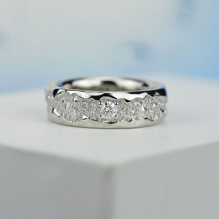 14K White Gold  Ring mens natural diamond ring