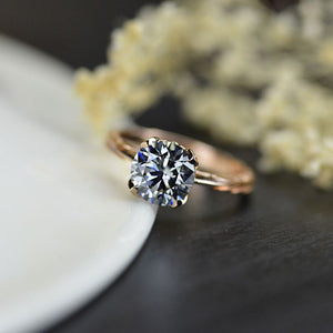 Gray Moissanite Diamond Engagement Eternity Ring