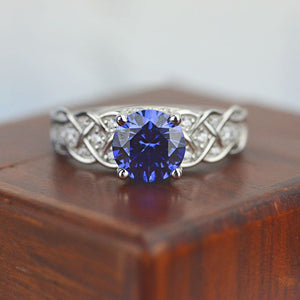Blue Sapphire Giliarto Lattice Gold Engagement Ring