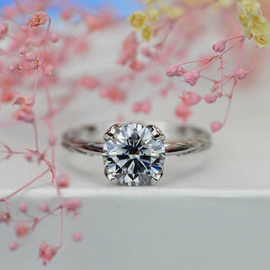 2 Carat Light Gray Moissanite  Engagement Ring