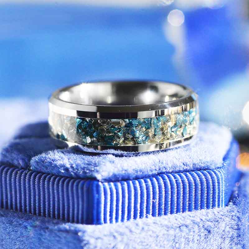 The Fossil Ridge | Men's 8mm Tungsten & Crushed Meteorite Antler Ring