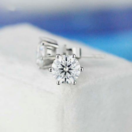 Moissanite Six Prongs Stud Earrings 14K Gold