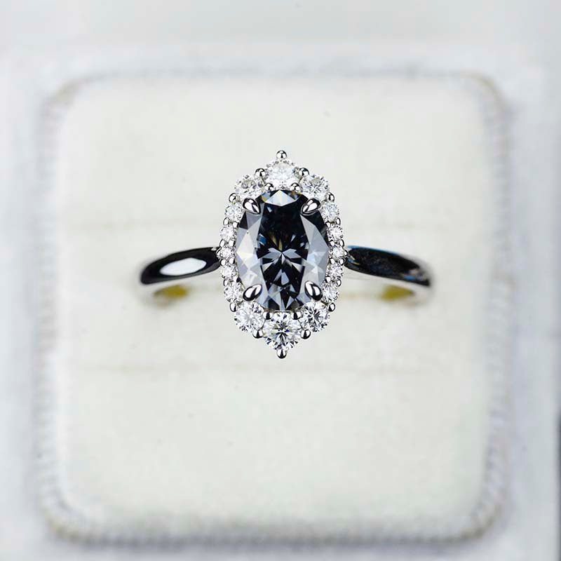 Round Moissanite Engagement Ring with Halo - enr390 Round Moissanite Engagement Ring with Halo - enr390