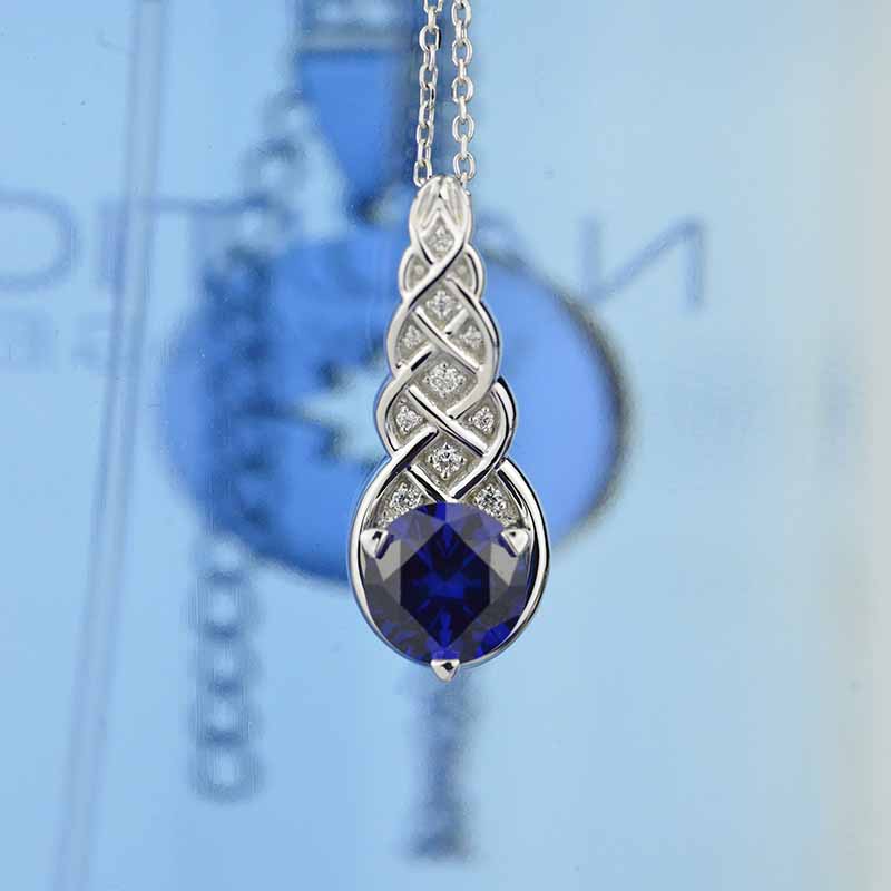 2 Carat Sapphire Diamond Gold Pendants