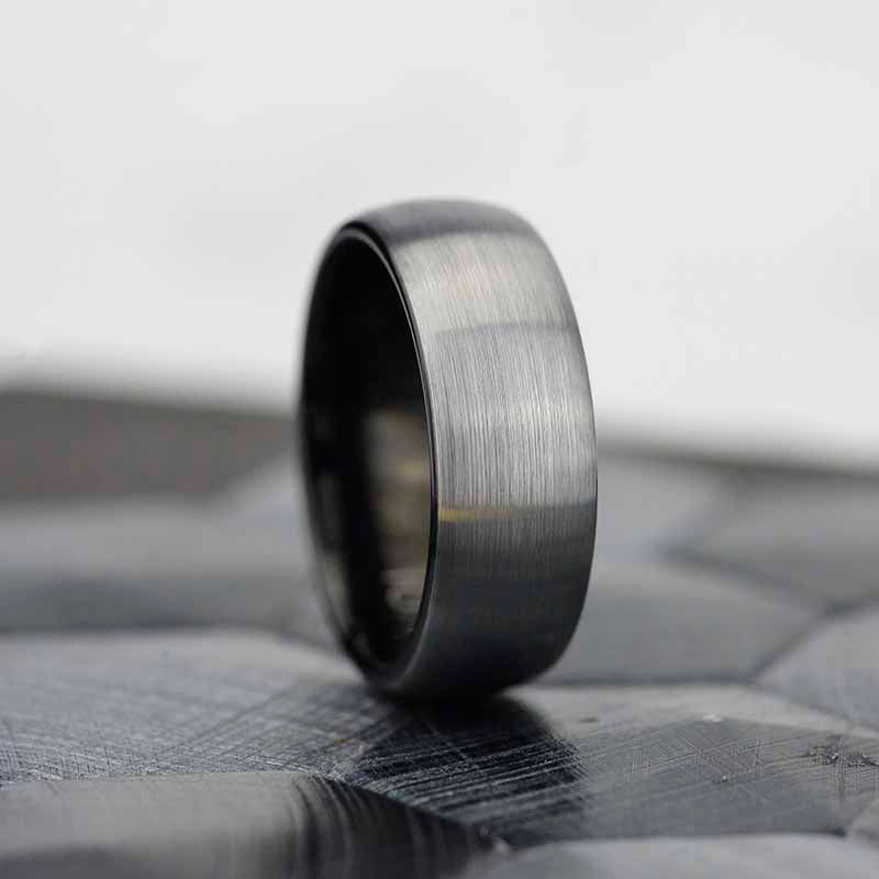 Silver Color Brushed Men Tungsten Carbide Ring - Giliarto