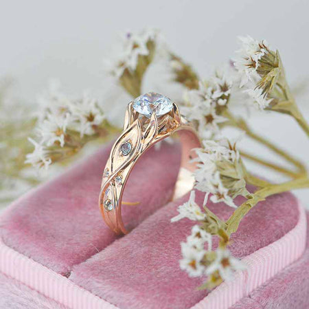 1.0 Carat ''Queen of the North'' Moissanite Engagement Ring 14K Rose Gold