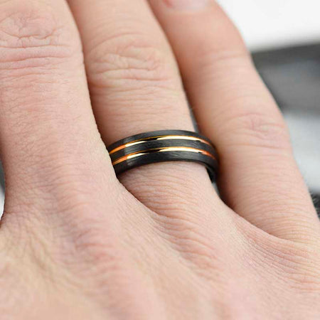 Black and Yellow Gold Color Tungsten Band