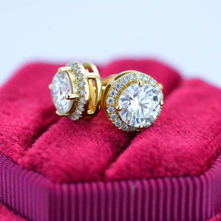 Moissanite Six Prongs Stud Earrings 14K Gold