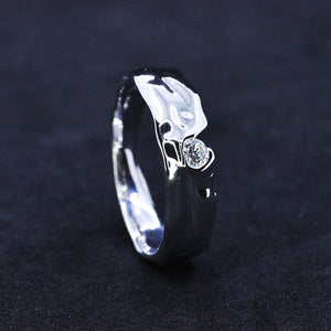 "Liquid Metal" Diamond Men's  14K White Gold  Ring.