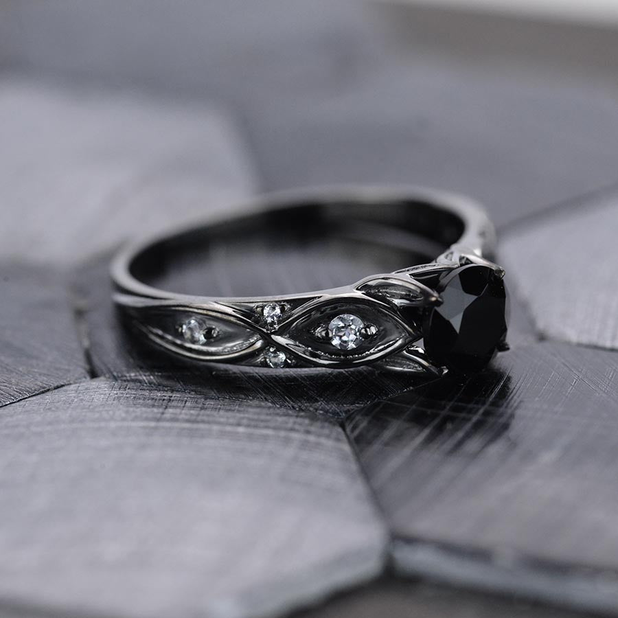 14K Black Gold Black Moissanite Celtic Engagement Ring 14K Black Gold Black Moissanite Celtic Engagement Ring