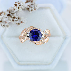 2 Carat Sapphire Floral Gold Engagement Ring