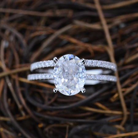 3 Carat Oval Giliarto Moissanite Hidden Halo Engagement Ring