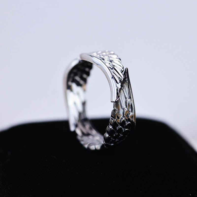 Angel Wings Ring 10K White Gold and Black Gold Giliarto