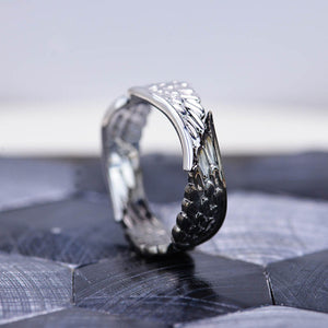 Angel  Wings Ring 10K White Gold and Black Gold