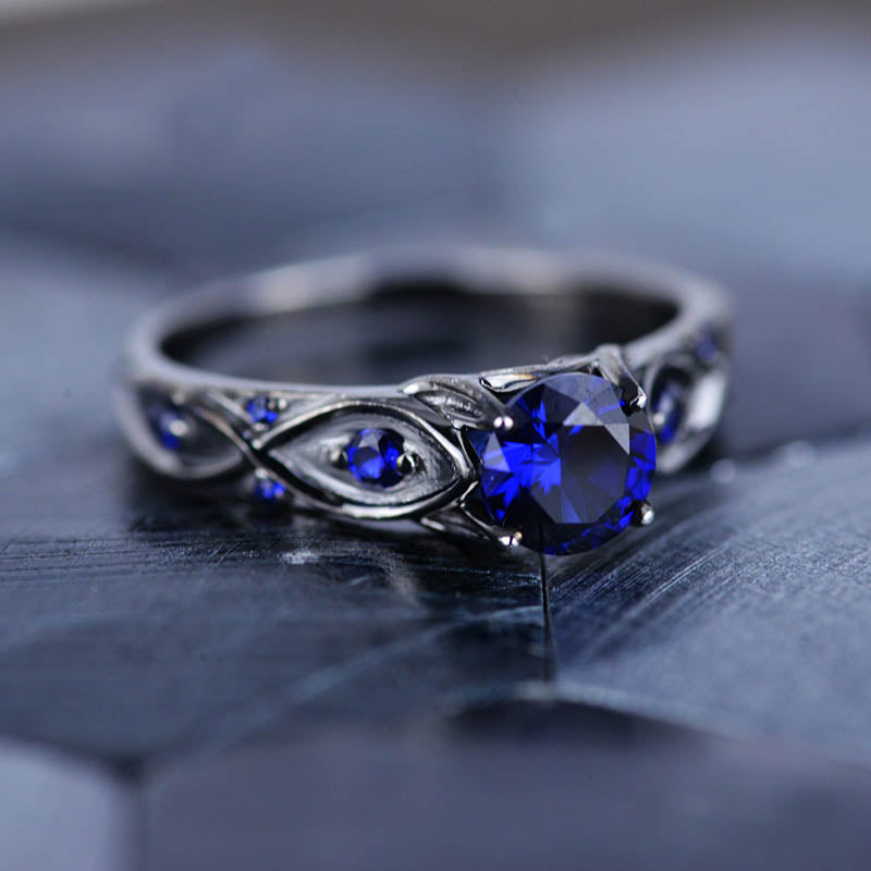 Genuine 6-Ray Black Star Sapphire Ring Sterling Silver 925 / Mystic To –  TSNjewelry