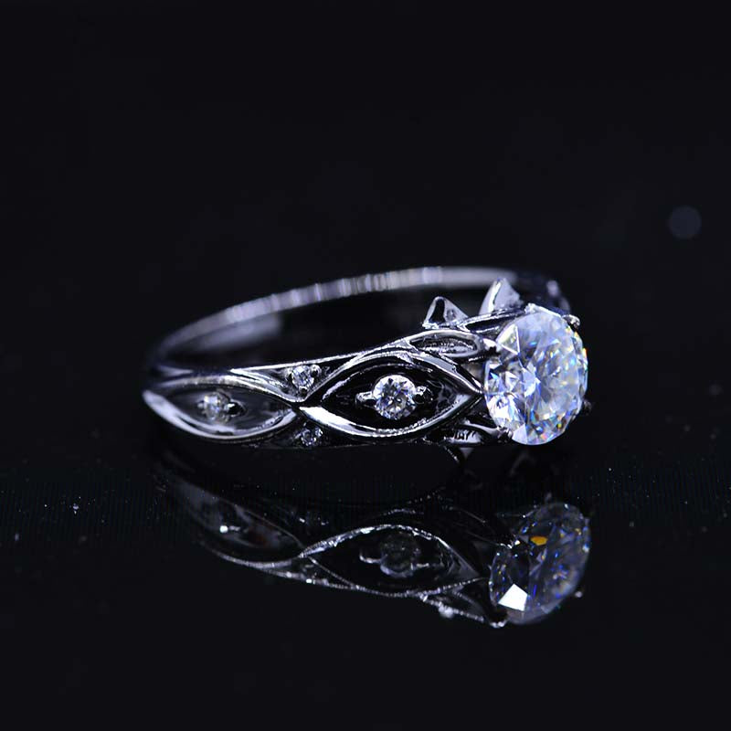 Fine Gold Engagement Ring with Black Diamond KLENOTA