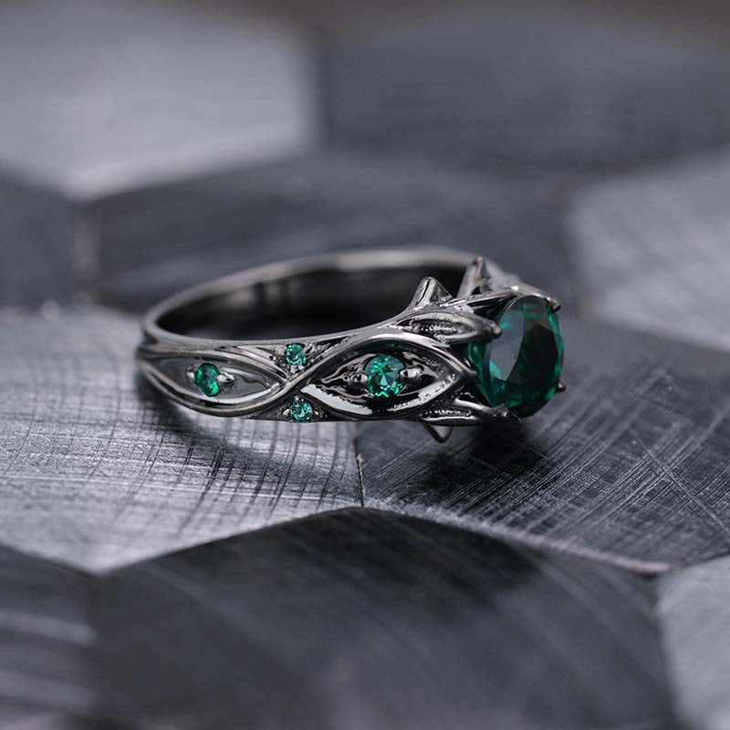 14ct Yellow Gold Emerald Ring with White Gold Trinity Knots – All Celtic  Jewellery