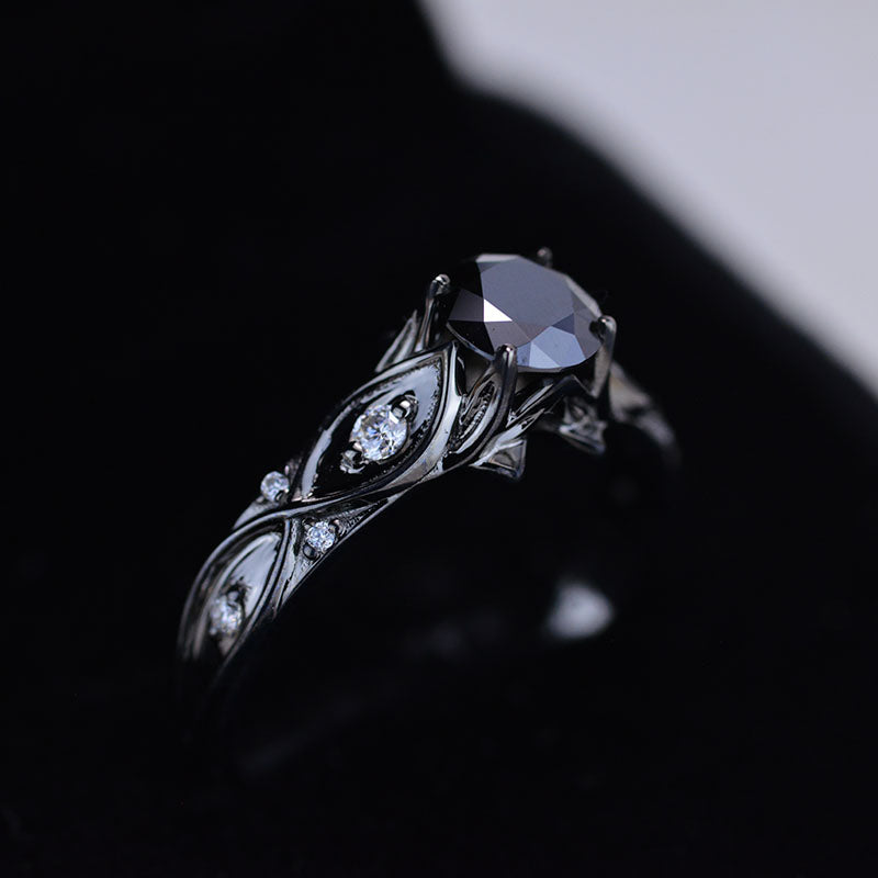 14K Black Gold Black Moissanite Celtic Engagement Ring 14K Black Gold Black Moissanite Celtic Engagement Ring