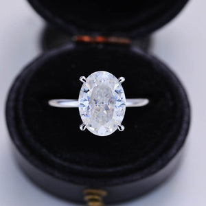 3.5 Carat Oval Cut Moissanite Ring, Hidden Halo Gold Engagement Ring