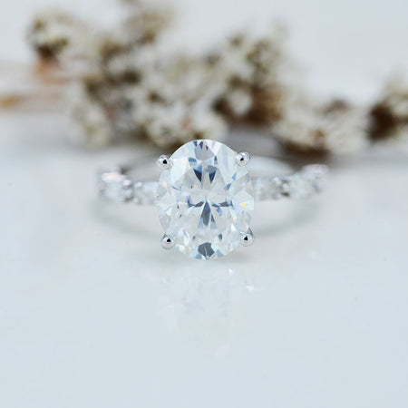 Oval Cut 14x10mm Giliarto Moissanite Diamond White Gold Engagement Ring