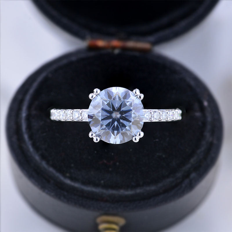 2 Carat Gray Grey Giliarto Moissanite Accented Gold  Anniversary Ring
