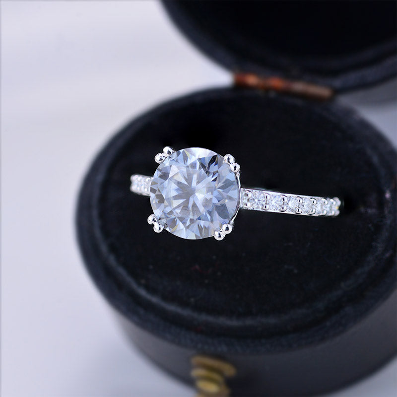 2 Carat Gray Grey Giliarto Moissanite 14K Gold  Engagement Ring
